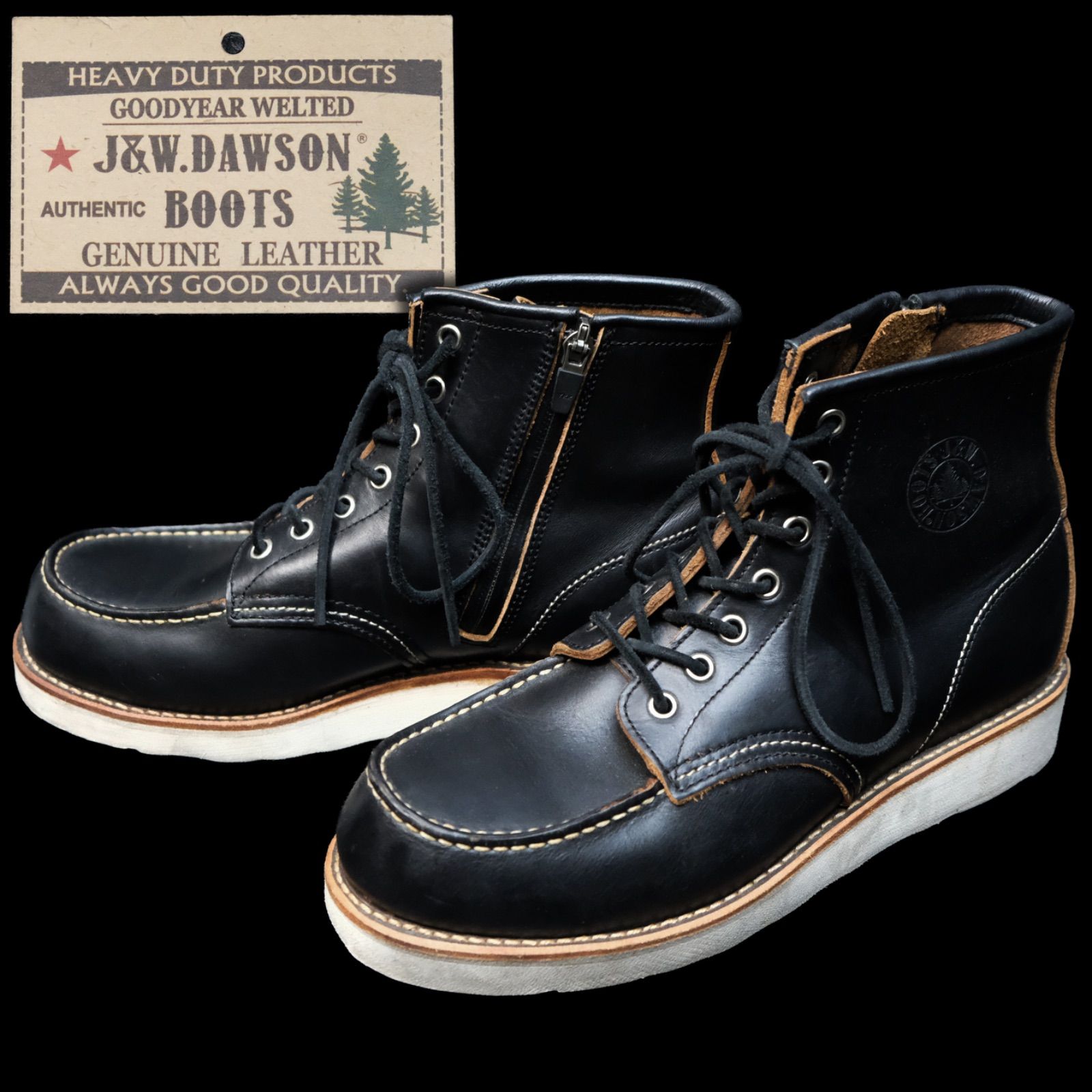 J&W DAWSON クロムエクセルレザー モックトゥブーツ サイドジップ US9 ≒ 27cm 茶芯 ホーウィン アイリッシュセッター モカシン
