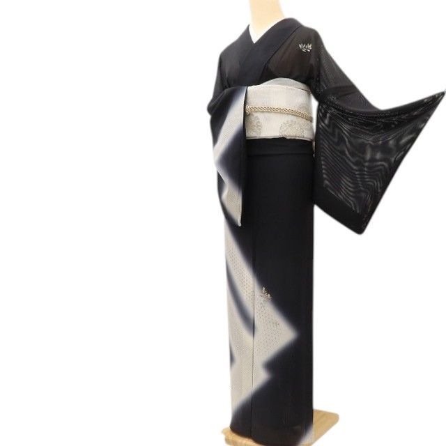 百華❀Y5176◇美品 夏着物 絽 正絹 麻の葉 居敷当て付き 手縫い仕立て