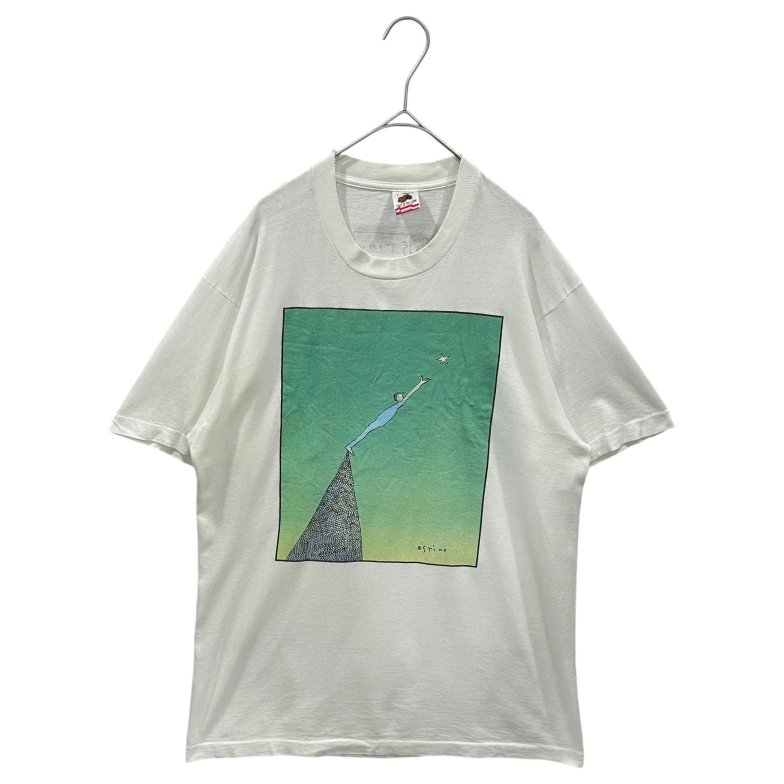 VINTAGE(ヴィンテージ) 1990’s ”Richard Stine” Man Reaching For A Star Tee リチャード スタイン 星に手を伸ばす男 Tシャツ L ホワイト 90年代 ヴィンテージ アート