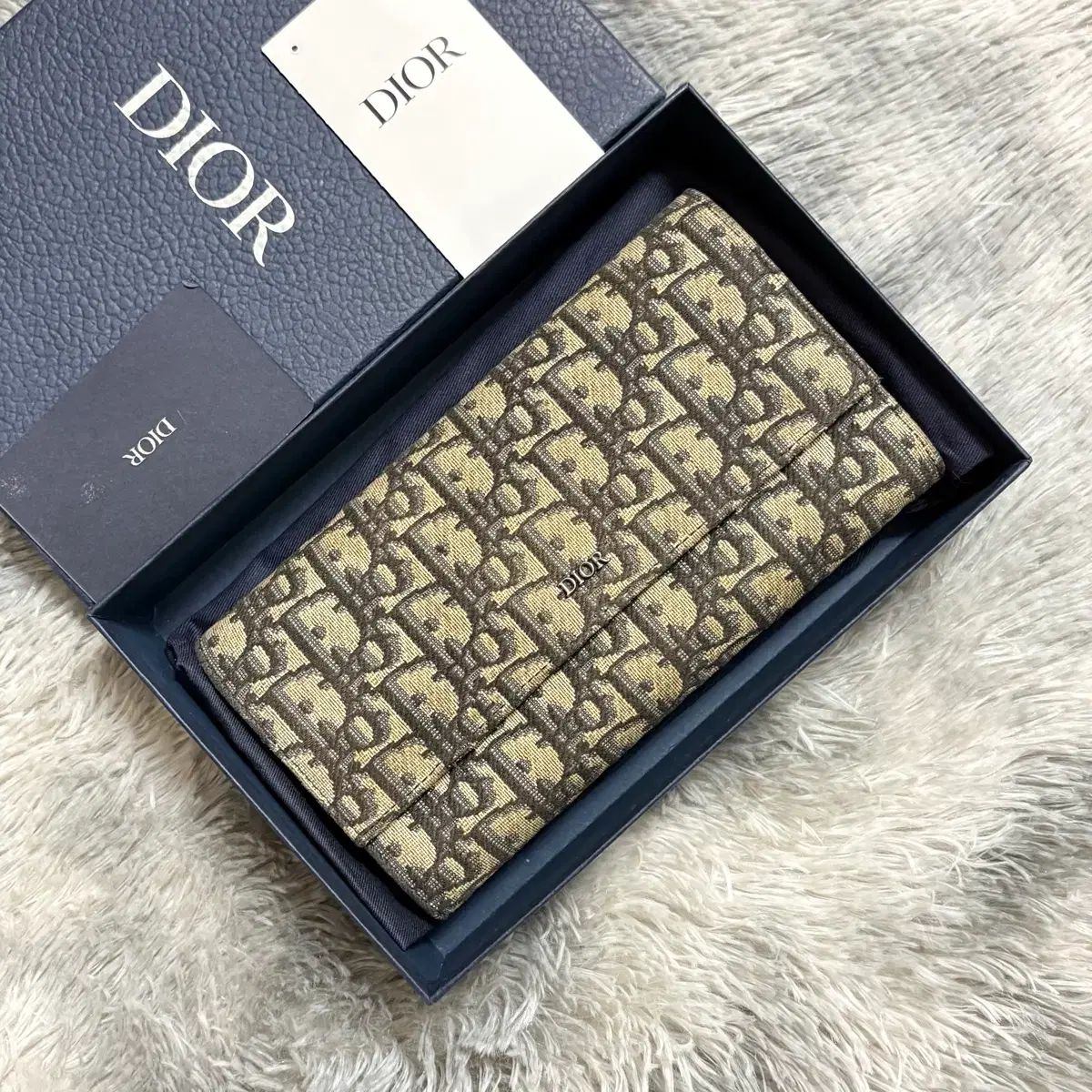 正規品 フルセット Dior ディオール オブリーク フラップ 長財布