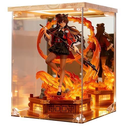 フィギュアケース コレクションケース LEDフィギュアボックス アクリルケース UVカット 高い透明度 台座ミラー 背面ミラー 人形ケース 積み重ね 頑丈 防汚 防汚手袋・クリーニングクロス付き ディスプレイケース 組立簡単 フィギュア、おも 64cdeedd