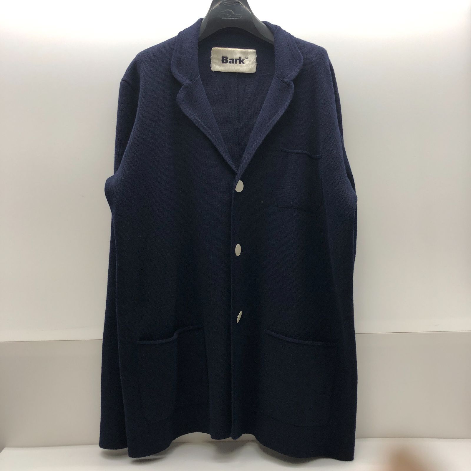 Bark メンズ ニット カーディガン Lサイズ ネイビー メリノウール バーク SGKY26-2415