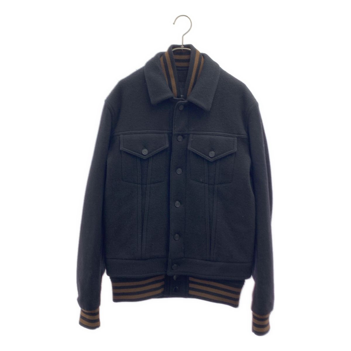 GIVENCHY / ジバンシィ | 2011AW | ウールメルトン レイヤードスタジャン ジャケット | 44 | ブラック | メンズ