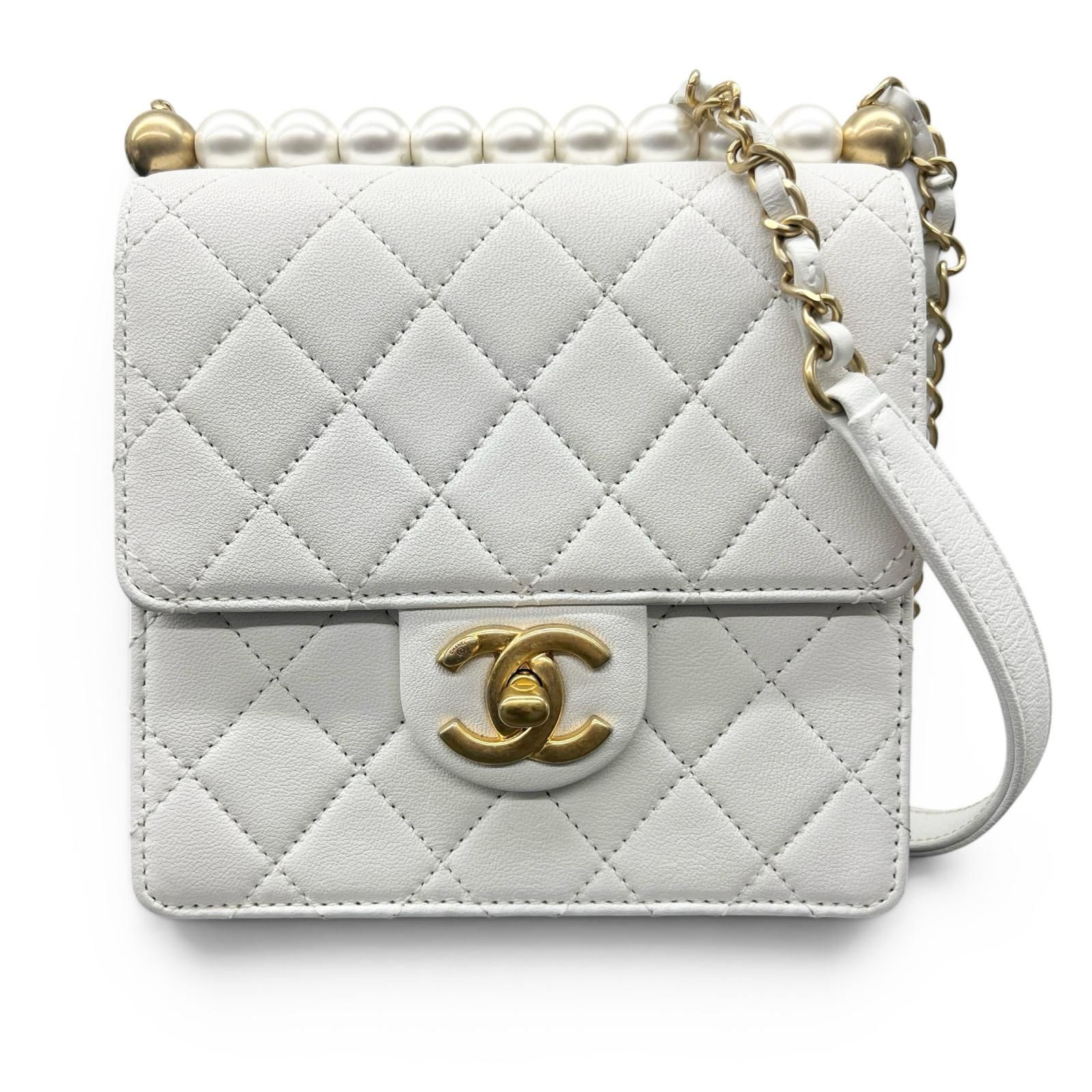 シャネル　ミニマトラッセ　ショルダーバッグ CHANEL 極美品 シャネル ミニマトラッセ パールデザイン チェーン