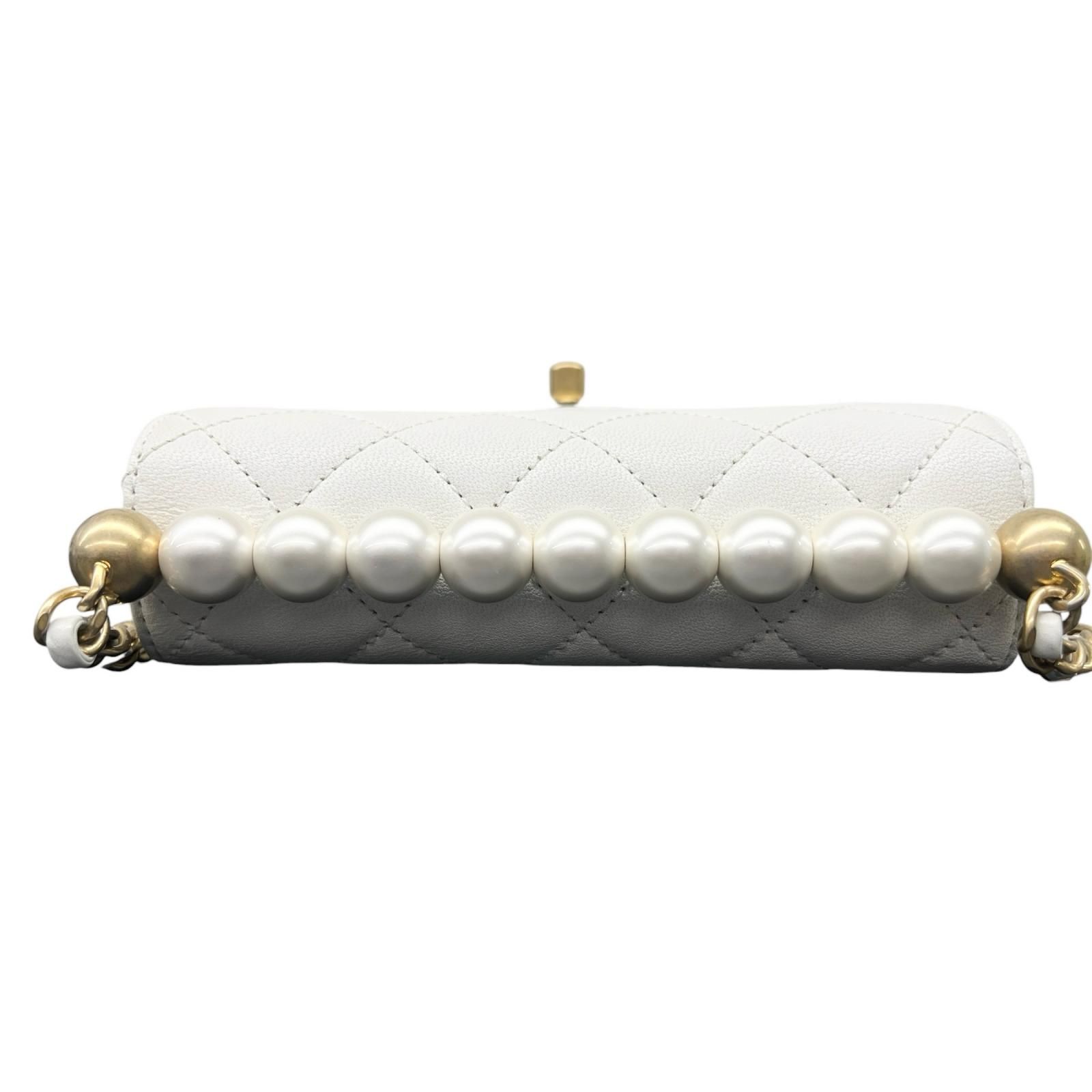 シャネル　ミニマトラッセ　ショルダーバッグ CHANEL 極美品 シャネル ミニマトラッセ パールデザイン チェーン