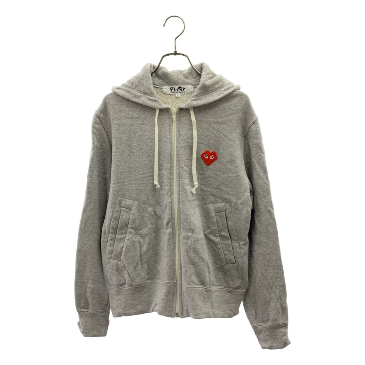 PLAY COMME des GARCONS / プレイコムデギャルソン | インベーダー ハートパッチ ジップパーカー | L | グレー | レディース