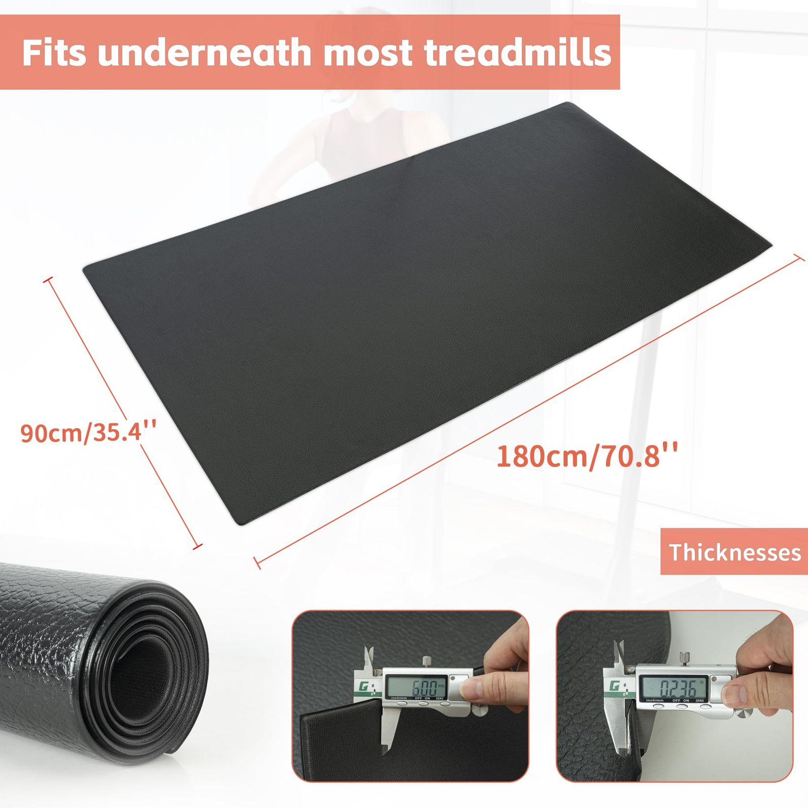 新品 AKOZLIN ルームランナー マット 厚さ6mm×1800×900 高密度PVC ト