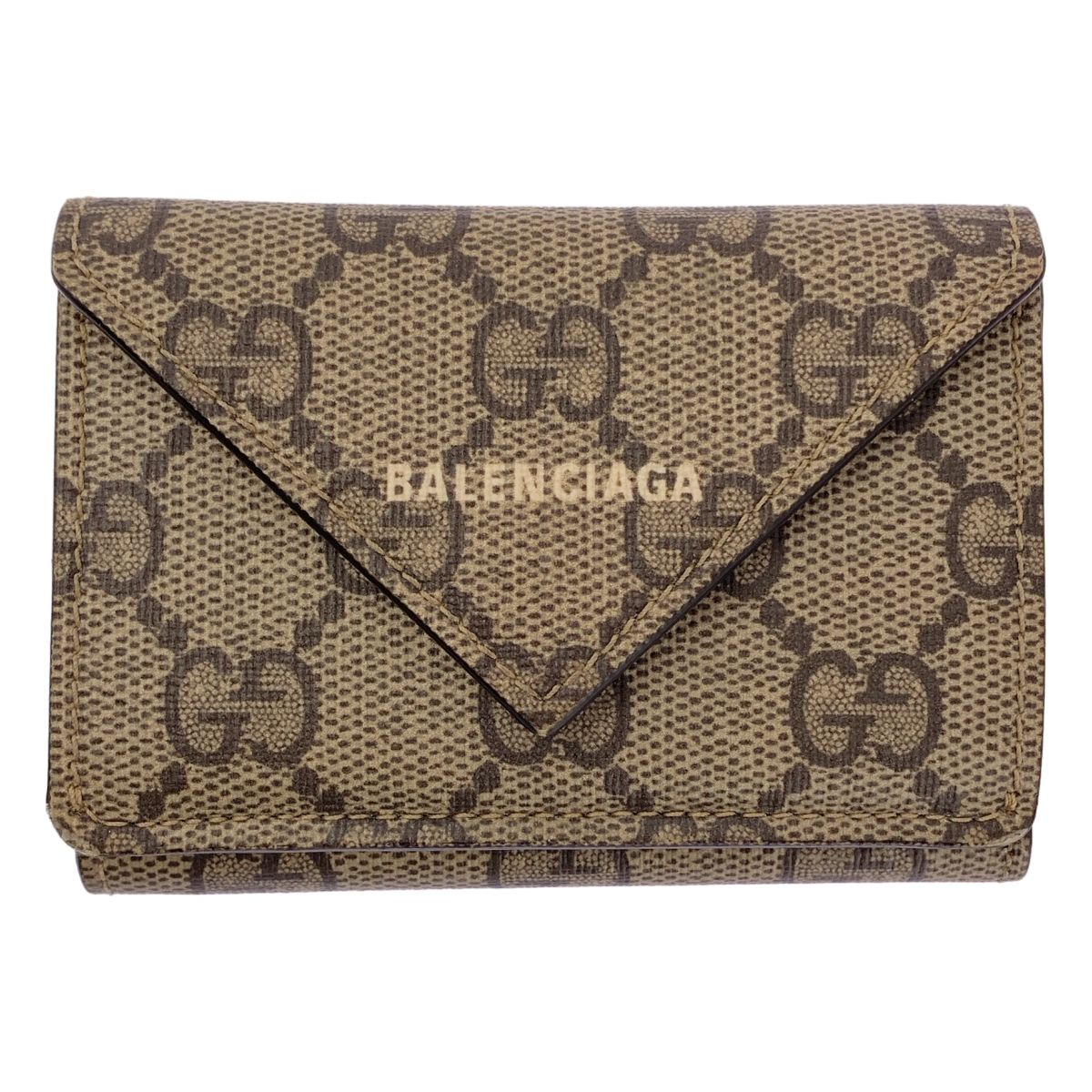 【美品】 GUCCI / グッチ | × BALENCIAGA / バレンシアガ / 681704 ザ ハッカー プロジェクト ペーパー ミニ ウォレット | ベージュ系 | レディース
