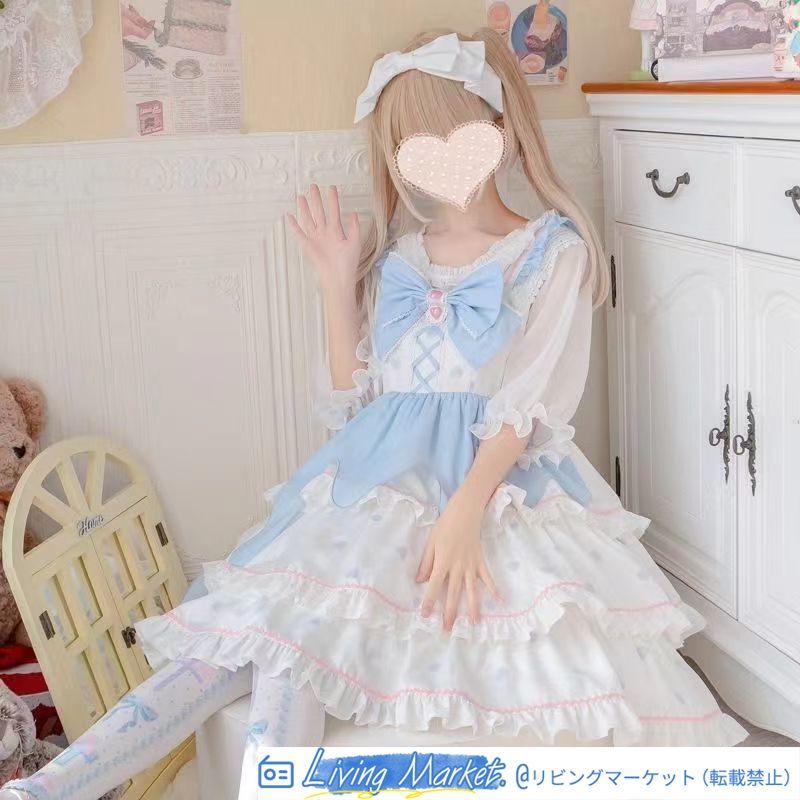 かわいい甘めデザイン レディース ロリータジャンパースカート 吊りスカート+ヘアアクセサリー 2024年人気作品 フリーサイズ デイリーユース対応 CS626P167