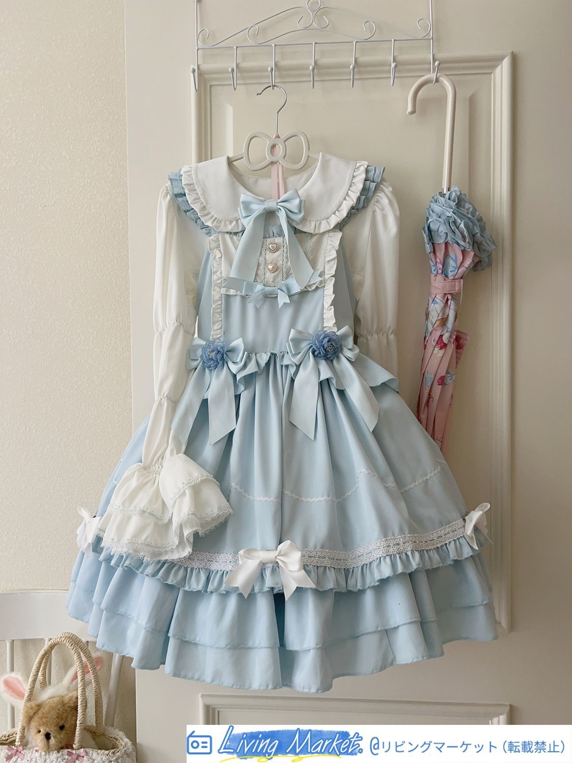オリジナルデザイン ロリータ Lolitaジャンパースカート【ブラック?ブルー?レッド?ピンク】 可愛いデザイン 秋冬用 JSK 吊りスカート ジャンスカ S～Lサイズ対応 CS626P380