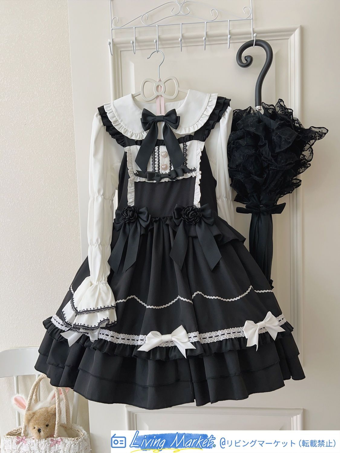 オリジナルデザイン ロリータ Lolitaジャンパースカート【ブラック?ブルー?レッド?ピンク】 可愛いデザイン 秋冬用 JSK 吊りスカート ジャンスカ S～Lサイズ対応 CS626P380