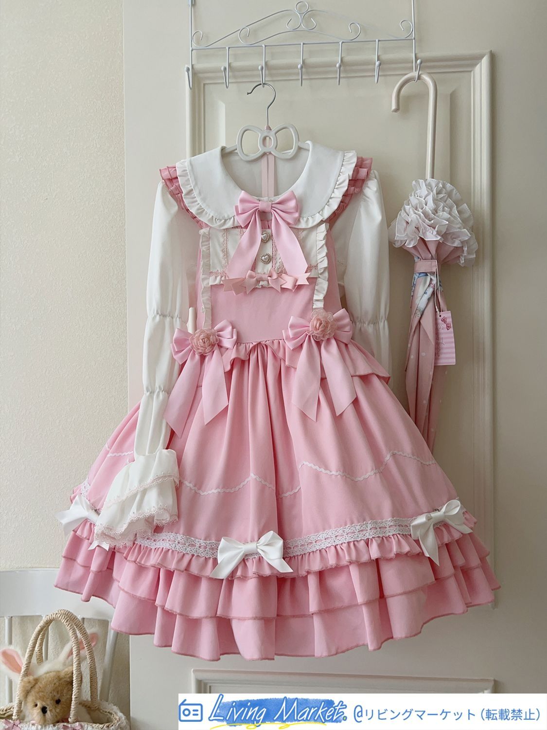 オリジナルデザイン ロリータ Lolitaジャンパースカート【ブラック?ブルー?レッド?ピンク】 可愛いデザイン 秋冬用 JSK 吊りスカート ジャンスカ S～Lサイズ対応 CS626P380