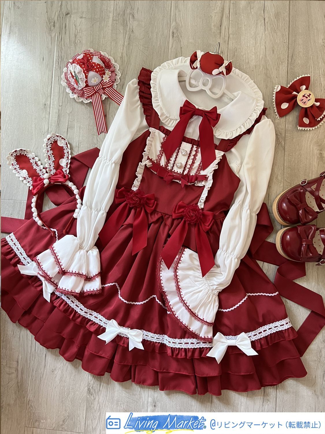 オリジナルデザイン ロリータ Lolitaジャンパースカート【ブラック?ブルー?レッド?ピンク】 可愛いデザイン 秋冬用 JSK 吊りスカート ジャンスカ S～Lサイズ対応 CS626P380