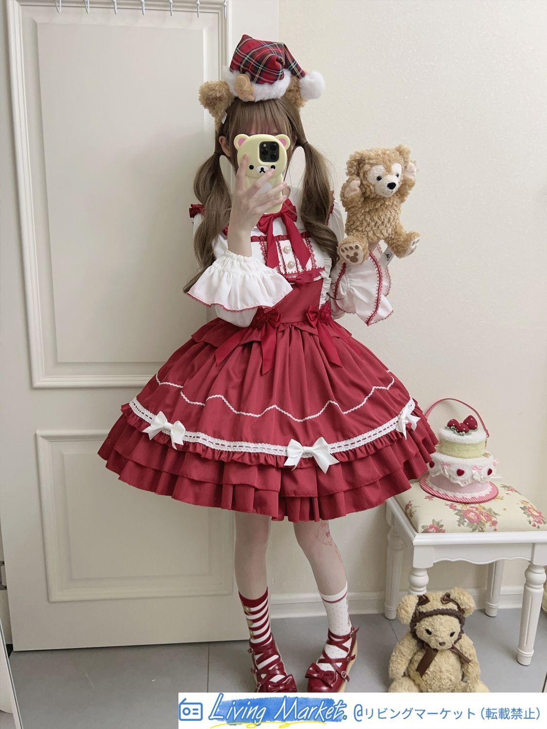 オリジナルデザイン ロリータ Lolitaジャンパースカート【ブラック?ブルー?レッド?ピンク】 可愛いデザイン 秋冬用 JSK 吊りスカート ジャンスカ S～Lサイズ対応 CS626P380