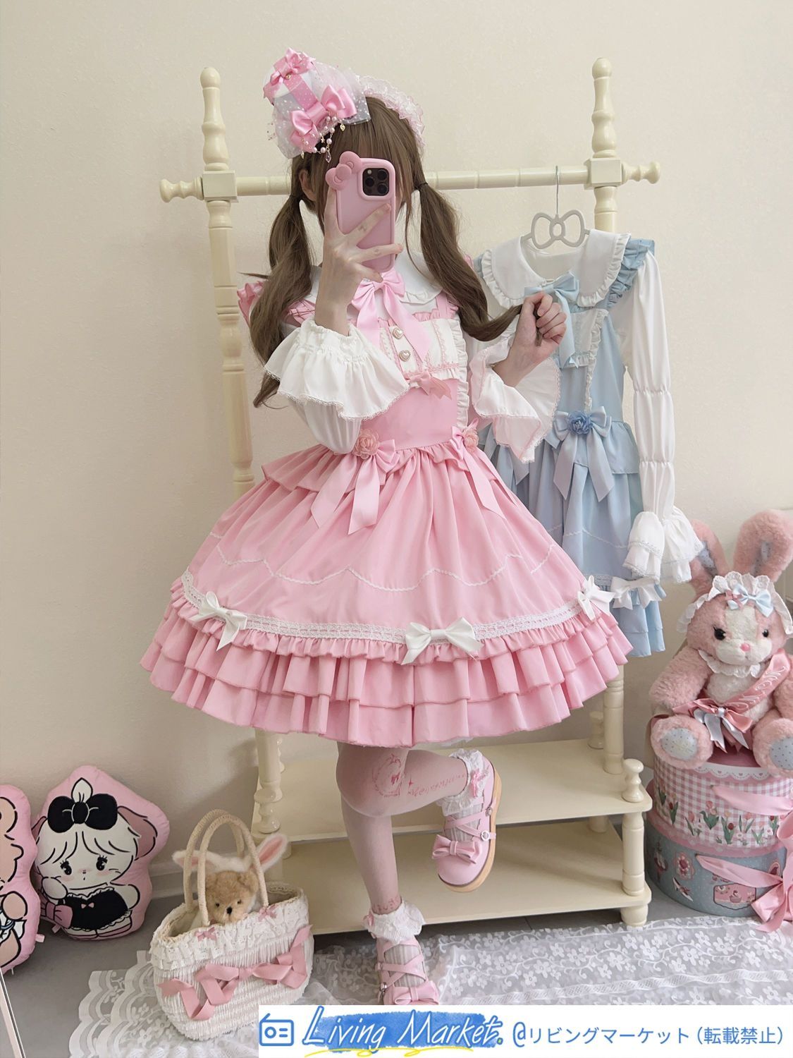 オリジナルデザイン ロリータ Lolitaジャンパースカート【ブラック?ブルー?レッド?ピンク】 可愛いデザイン 秋冬用 JSK 吊りスカート ジャンスカ S～Lサイズ対応 CS626P380