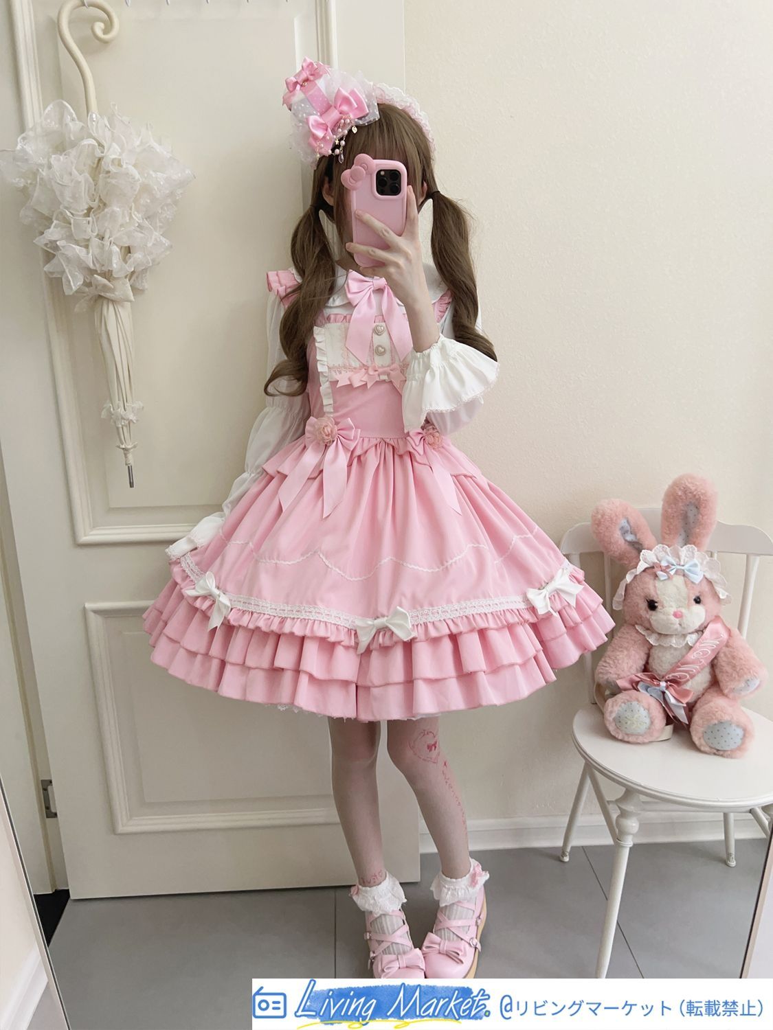 オリジナルデザイン ロリータ Lolitaジャンパースカート【ブラック?ブルー?レッド?ピンク】 可愛いデザイン 秋冬用 JSK 吊りスカート ジャンスカ S～Lサイズ対応 CS626P380