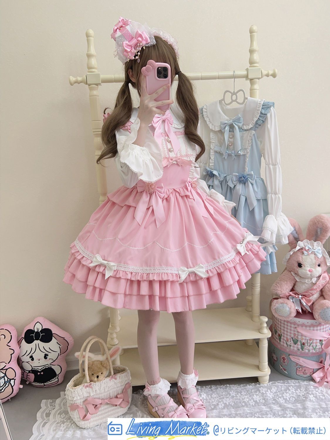 オリジナルデザイン ロリータ Lolitaジャンパースカート【ブラック?ブルー?レッド?ピンク】 可愛いデザイン 秋冬用 JSK 吊りスカート ジャンスカ S～Lサイズ対応 CS626P380