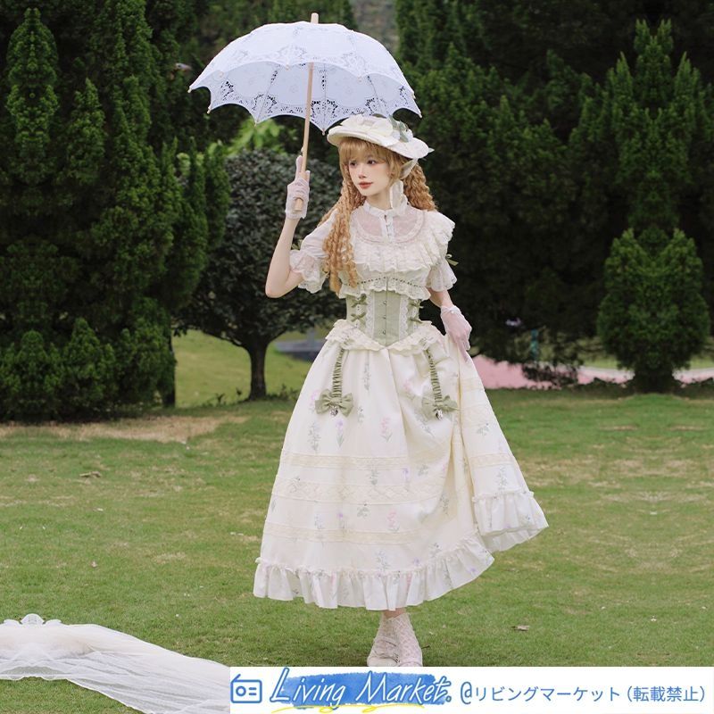 ロリータドレス フラワープリント ワンピース OP ＋ 腰封付き（追加購入可能） 優雅なクラシカルデザイン 秋冬用 高品質 撮影用ドレス 推し活 パーティー衣装 仮装 イベント用 おしゃれで人気 プレゼントにも最適 CS626P245