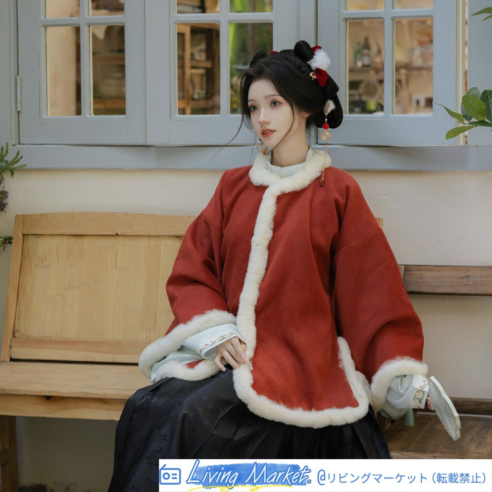 明制漢服 冬款 日常着用 圓領短襖 + 比甲 琵琶袖 立領デザイン 圈毛保暖 高品質防寒衣装 撮影用?仮装?イベント用 プレゼントにも最適 中国風上品スタイル CS626P310