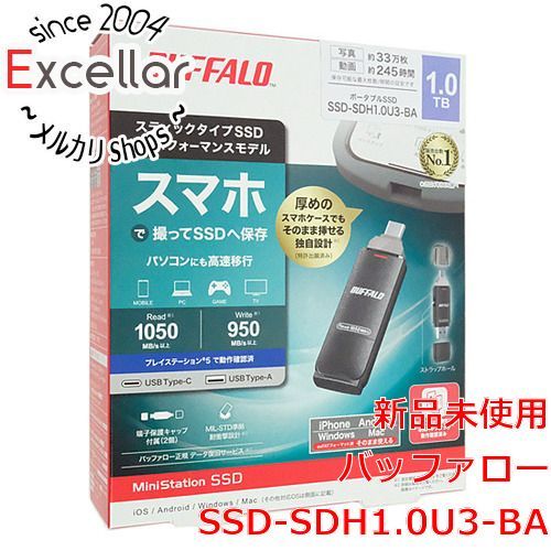 bn:14] BUFFALO スティック型SSD SSD-SDH1.0U3-BA 1TB ブラック