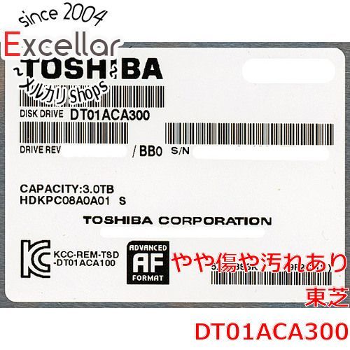 [bn:6] TOSHIBA HDD　DT01ACA300　3TB SATA600 7200　93000～94000時間以内