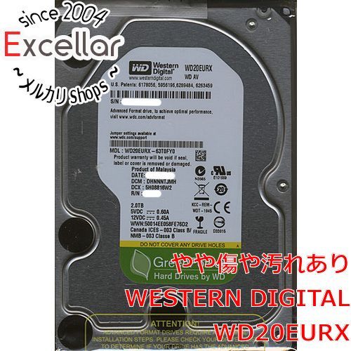[bn:13] Western Digital HDD　WD20EURX　2TB SATA600　0～100時間以内　本体いたみ