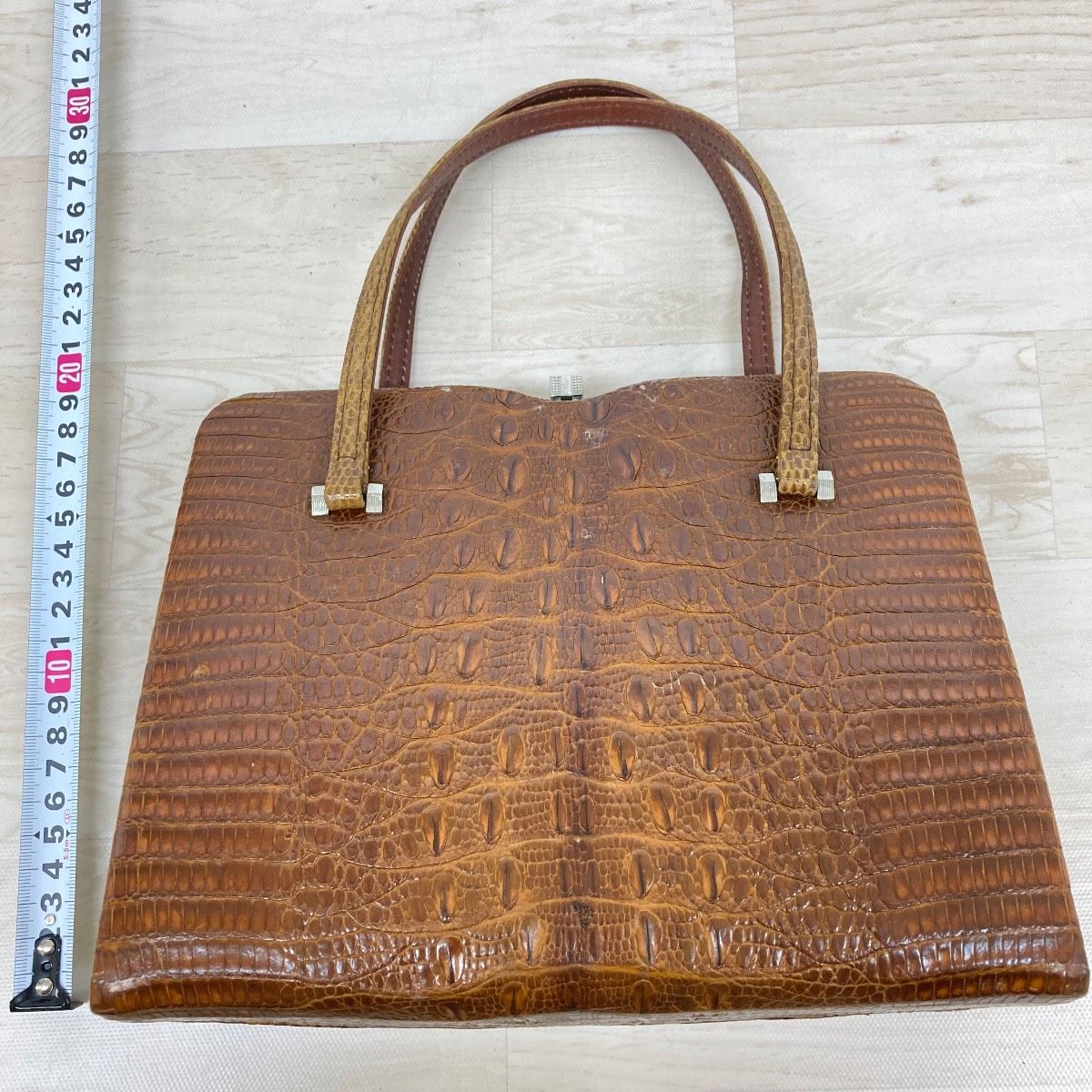 クロコダイル ハンドバッグ ブラウン/茶色 レディース トートバッグ/鞄 