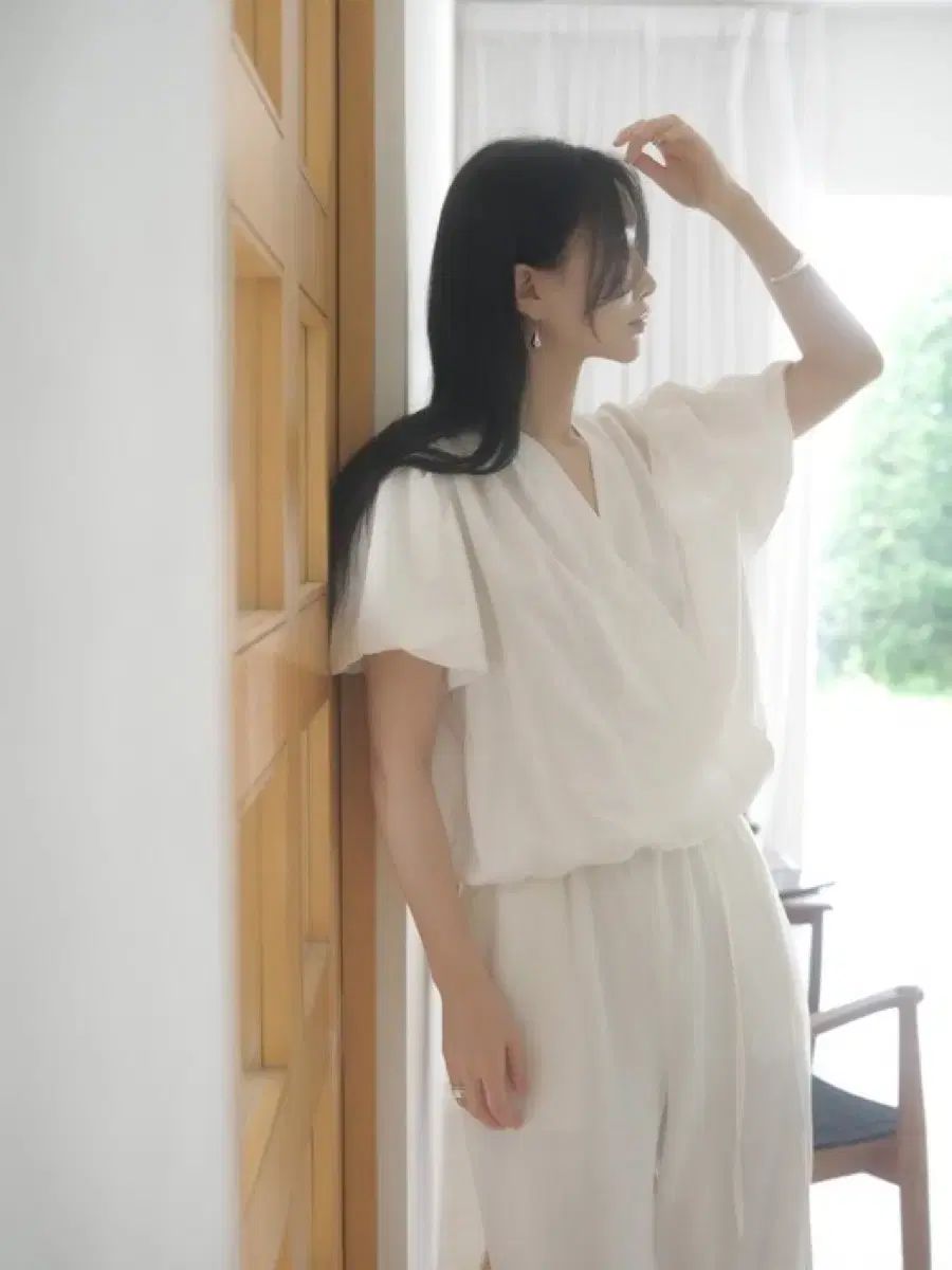 ハウツーラブミー ミウ バルーン ラブ 밴딩 ブラウス_Miu blouse ivory