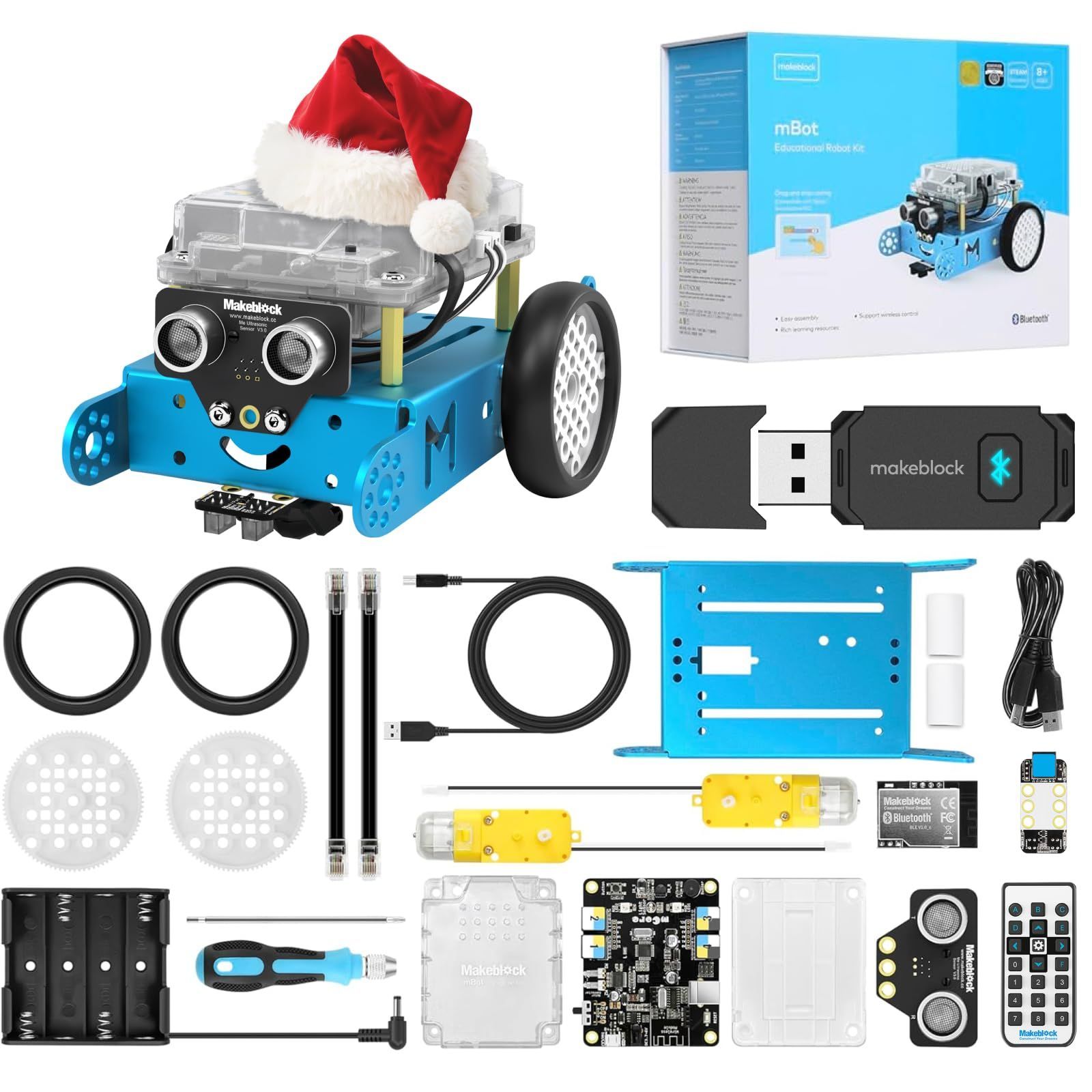 【数量限定】STEMプロジェクト 子供向け STEM教育キット コーディング ロボットキット Bluetoothドングル付き 学習 教育用おもちゃ 子ども電動おもちゃ 工学 電子工学 ロボット スクラッチ 8歳 mBot - 12歳 Makeblock ギフト