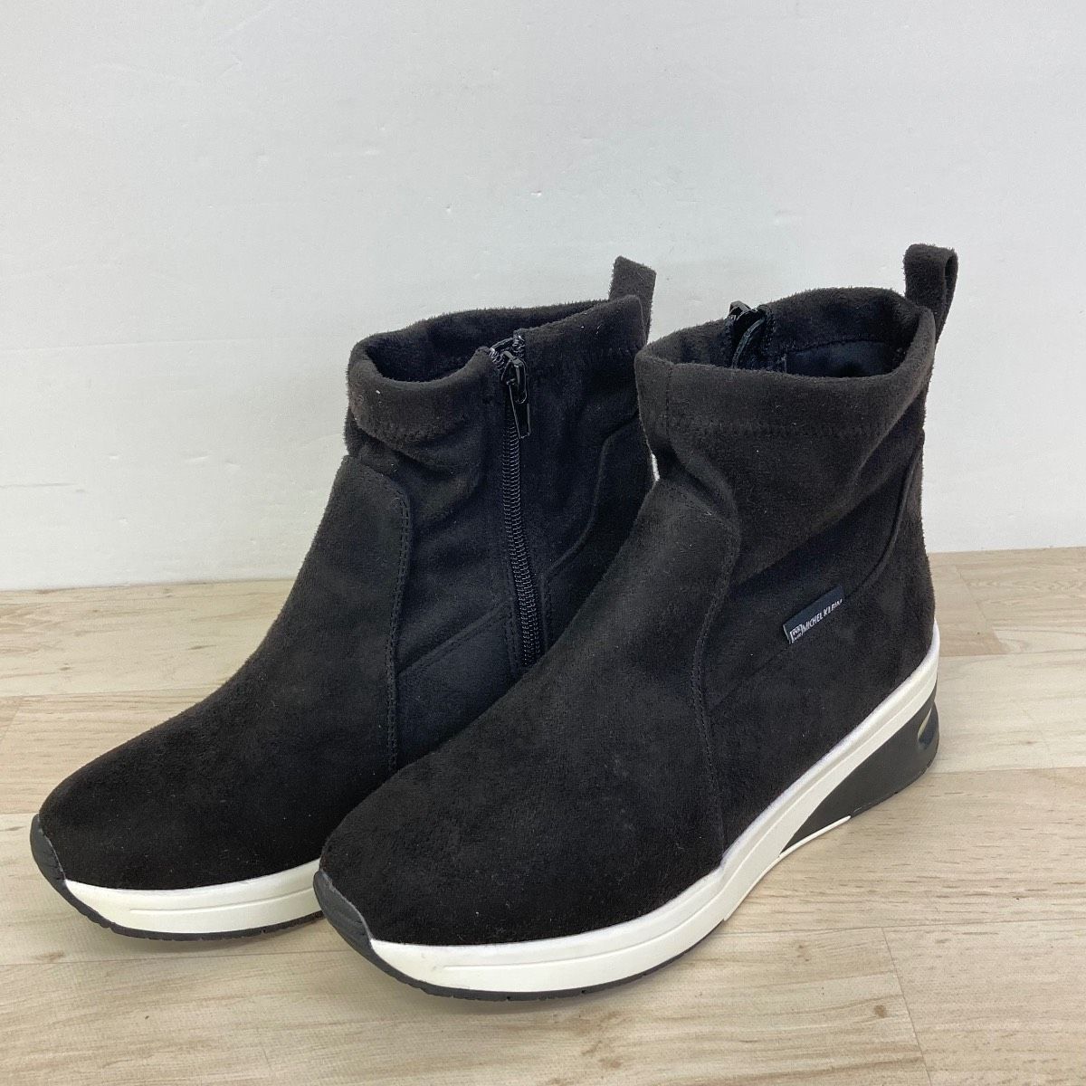 美品 MICHEL KLEIN ミッシェルクラン 24 0cm ショートブーツ MK-5007 ブラック サイドジップ 厚底 スニーカーブーツ OB03848 - メルカリ