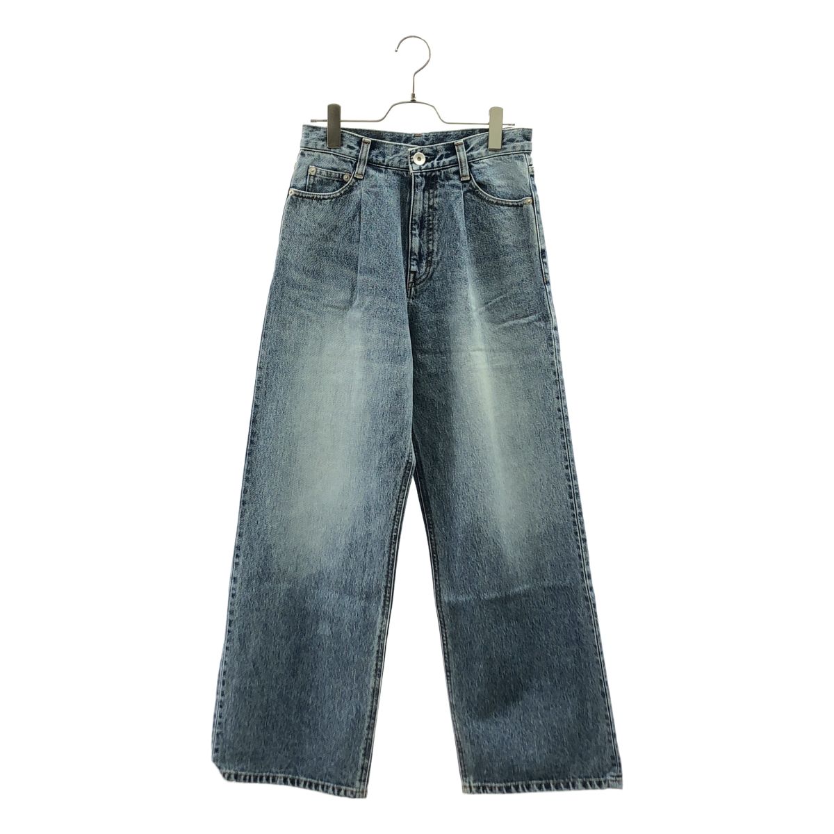 【美品】 EVERYDAY I LIKE. / エヴリディアイライク | 2023AW | Deuxieme Classe / ロゴパッチ タックバギーデニム パンツ | 34 | インディゴブルー | レディース
