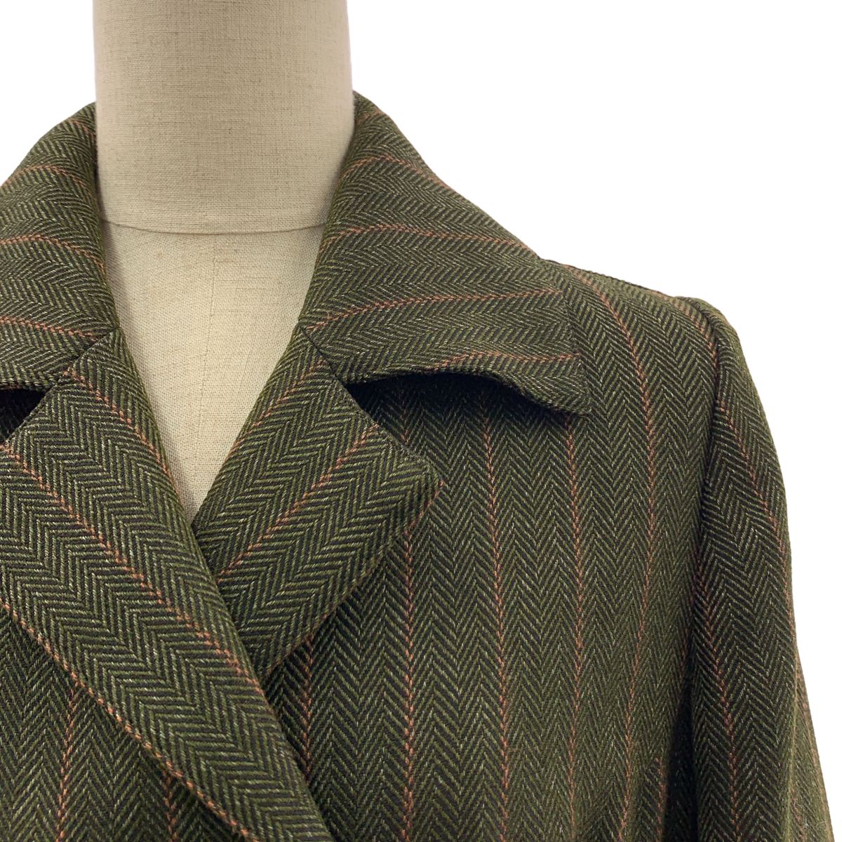 foufou オープンカラーヘリンボーンワンピース 美品】 foufou / フーフー | open collar herringbone one piece