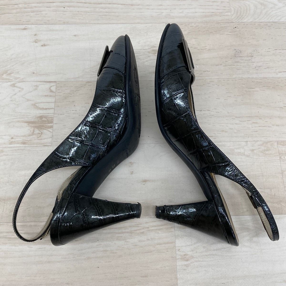 銀座かねまつ GINZA Kanematsu パンプス 22cm ブラック 黒 7801 バック