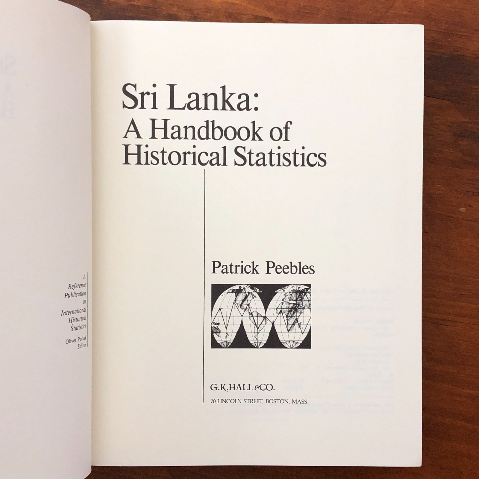 「Sri Lanka: A Handbook of Historical Statistics（スリランカ歴史統計ハンドブック）」 Patrick Peebles G.K. Hall & Co. 1982 ☆統計資料/歴史統計/ XWJVPJ ee7にnm14