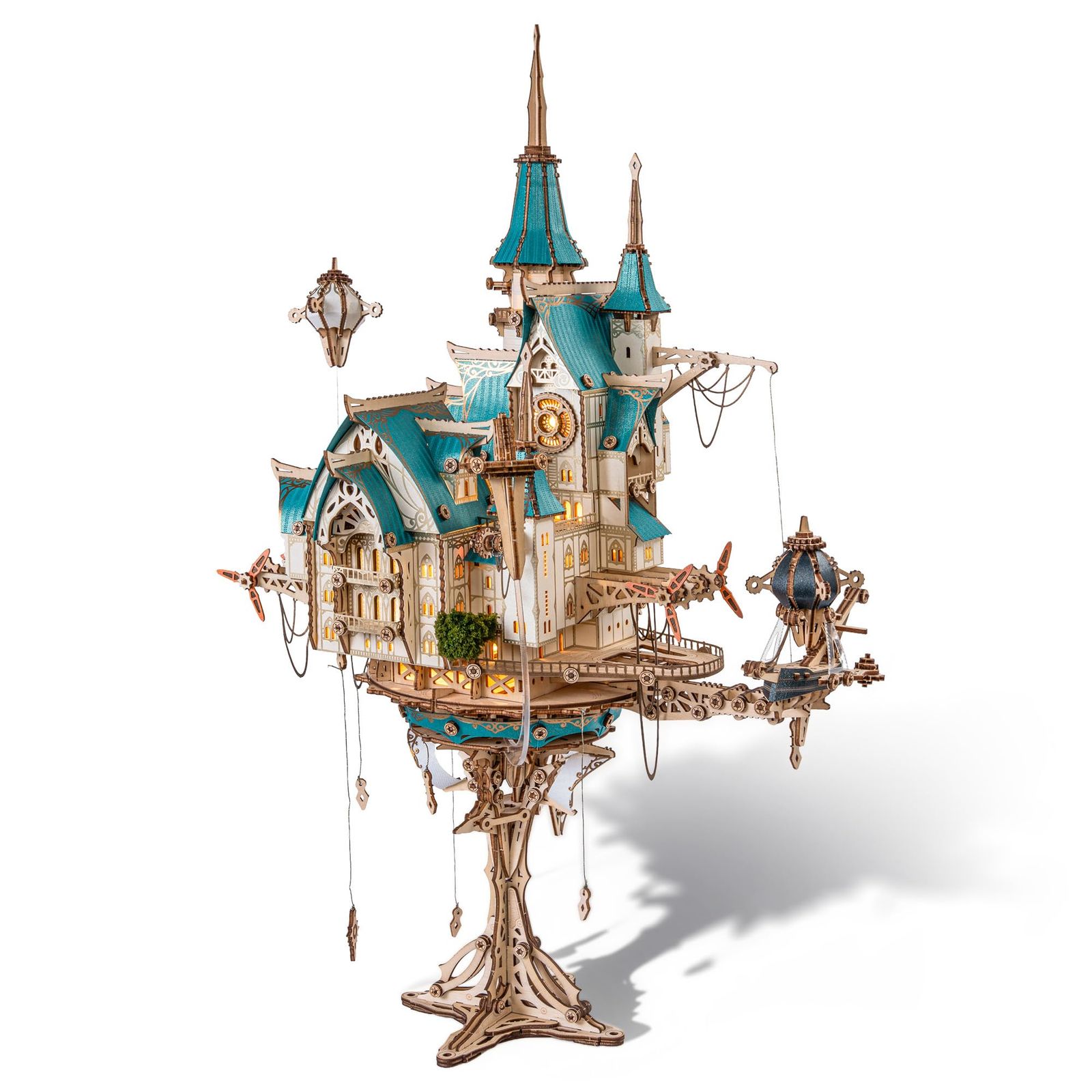 新品 FUNPOLA 3Dパズル 木製パズル 天空の城 幻想蒸気城 スチームパンク ダイナミックギア 精密模型 DIY 組み立てキット 大人向け 難しい 複雑 知育玩具 脳トレ 集中力 ストレス解消 インテリア オブジェ 贈り物 863ピース ※要準備