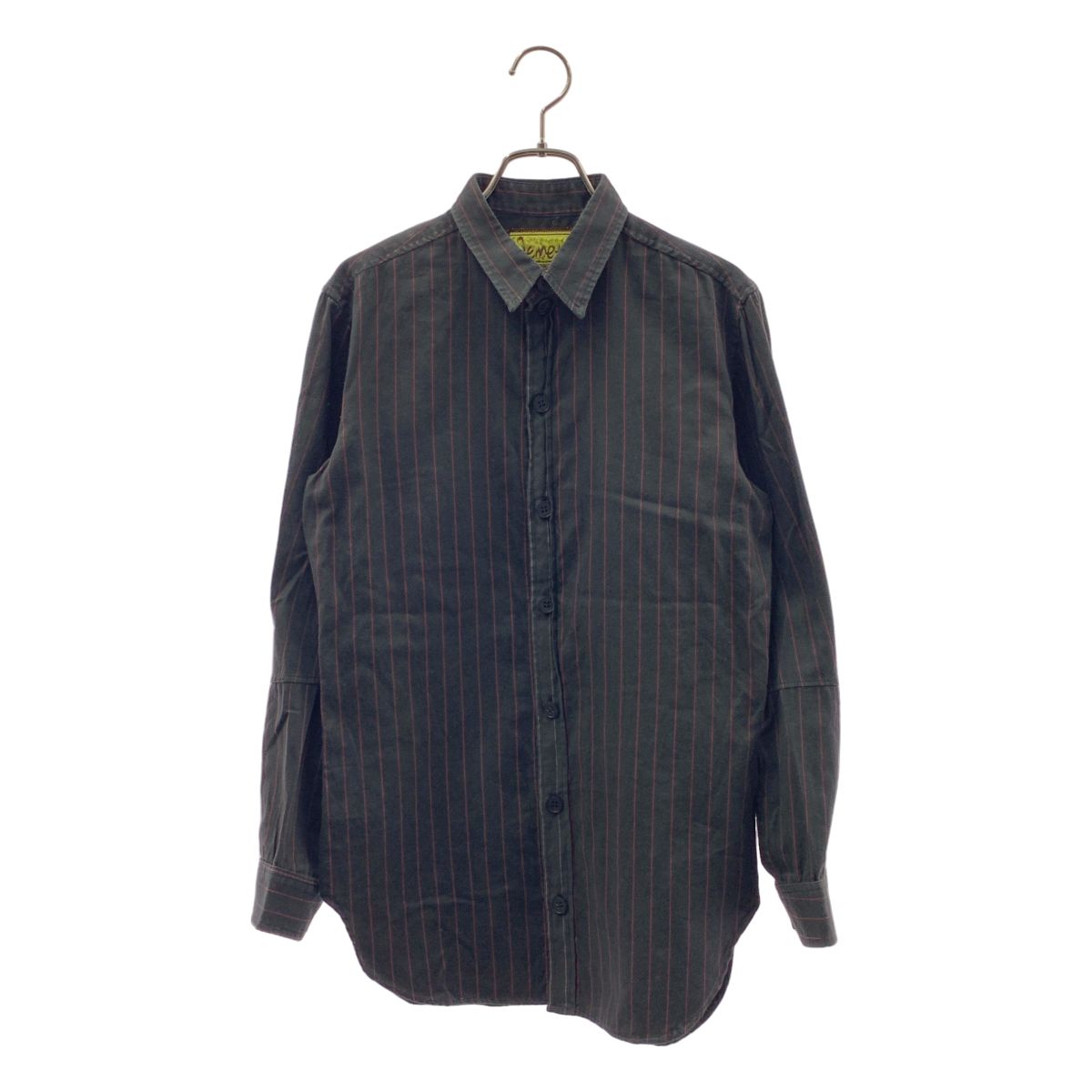 Nemeth / ネメス | コットン ストライプ タックスリーブ シャツ | S | ブラック | メンズ