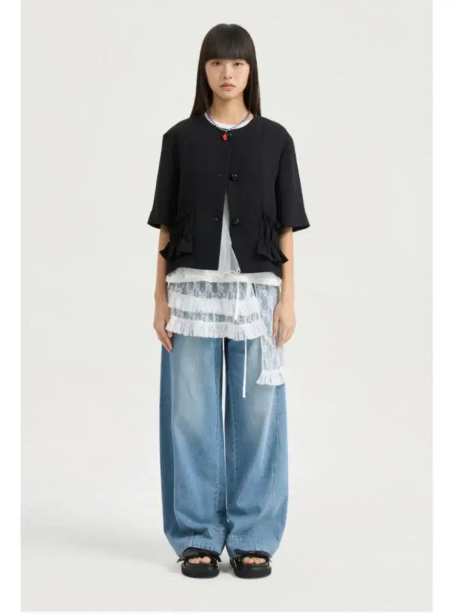 LUCKY CHOUETTE ラッキーシュエトゥ 25ss フリル 半袖 ジャケット 36