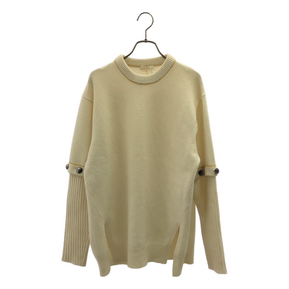 Chloe / クロエ | 2022SS | ウール カシミヤ リブ切替 ニット | XS | オフホワイト | レディース