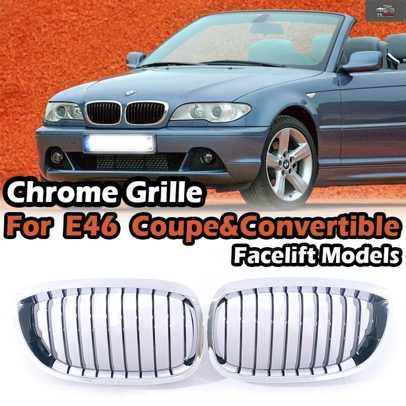 FRONT BUMPER SILVER RACING GRILLE M TECH GRILL BMW 3 SERIES E46 LCI FACELIFT 2 DOOR COUPE CONVERTIBLE 2003 UP