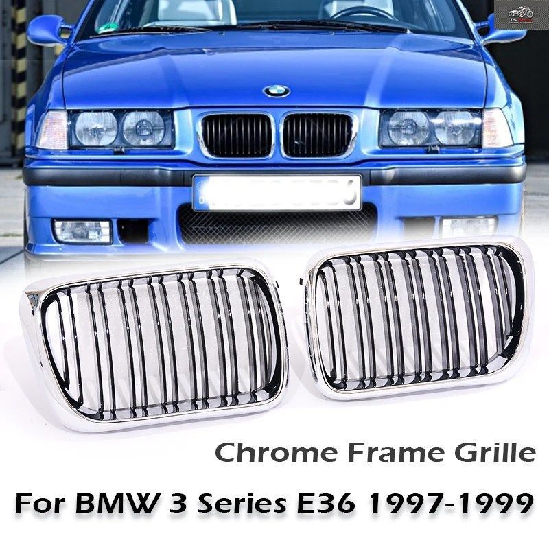 SILVER GRILLE KIDNEY GRILL BMW 3 SERIES E36 COUPE SEDAN M3 FACELIFT LCI 1997 1998 1999 M PERFORMANCE 316 318 320 325