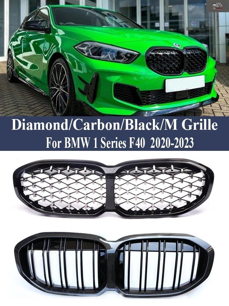 FRONT BUMPER KIDNEY GRILLE DIAMOND BMW 1 SERIES F40 2019-2023 FACELIFT CARBON FIBER GRILL CAR