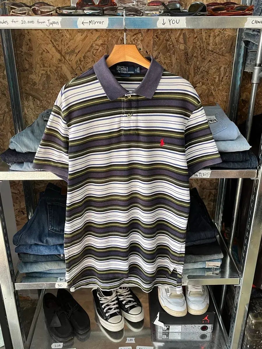 ポロラルフローレン ストライプ カラ Tシャツ (M)