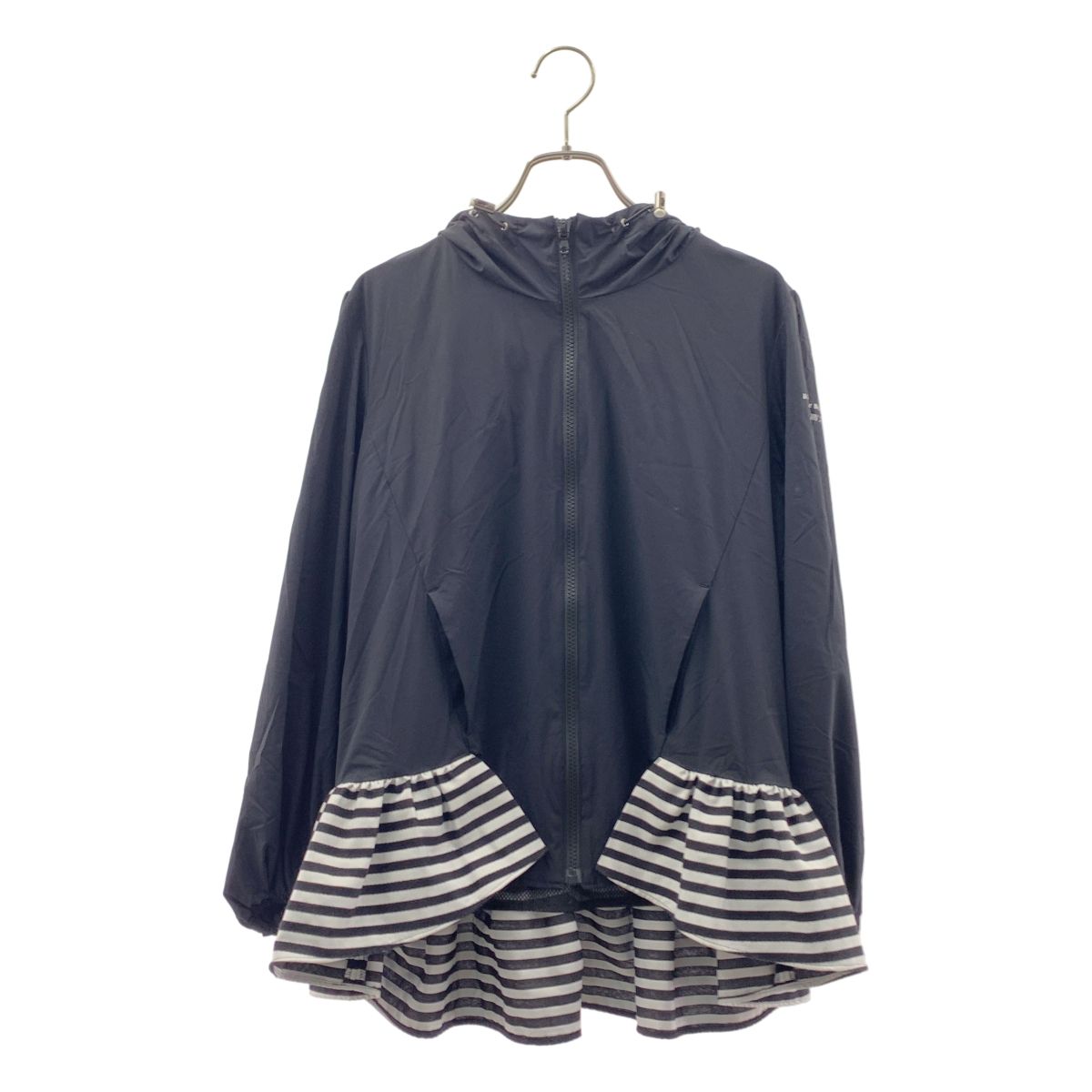 【美品】 BORDERS at BALCONY / ボーダーズアットバルコニー | ナイロン ぺプラム ジップパーカー | 36 | ブラック | レディース