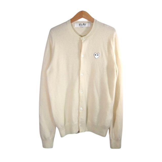 PLAY COMME des GARCONS 24aw ROUND NECK CARDIGAN WHITE サイズＬ AX-N065 プレイコムデギャルソン ラウンド ネック カーディガン ニット トップス 大名店