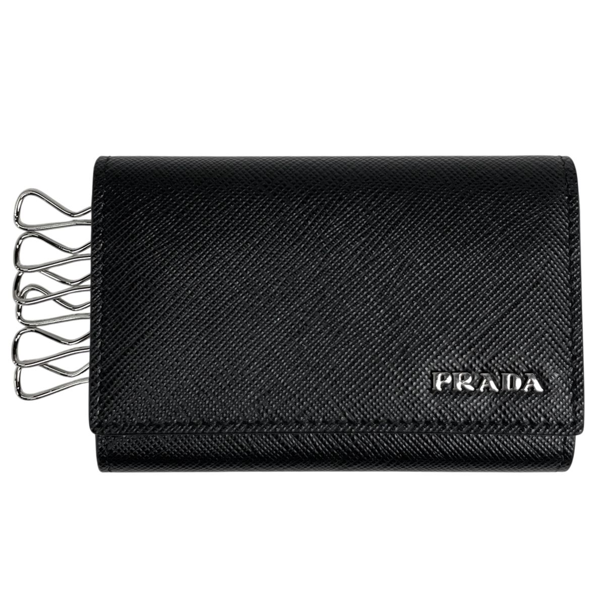 プラダ PRADA ロゴ 6連 キーケース キーリング 鍵入れ レザー ネロ(ブラック) レディース 【中古】