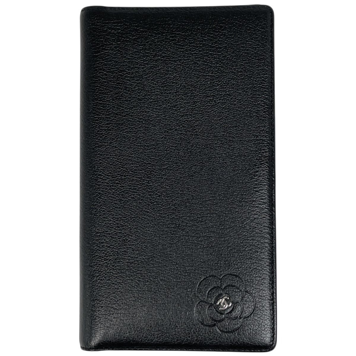 シャネル CHANEL カメリア 二つ折り 長財布 ココマーク レザー ブラック A46511 レディース 【中古】