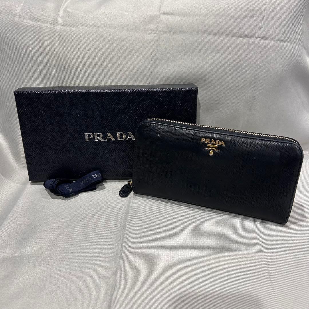 PRADA プラダ サフィアーノ 長財布 ジッピー レザー ブラック レディース ゴールド金具