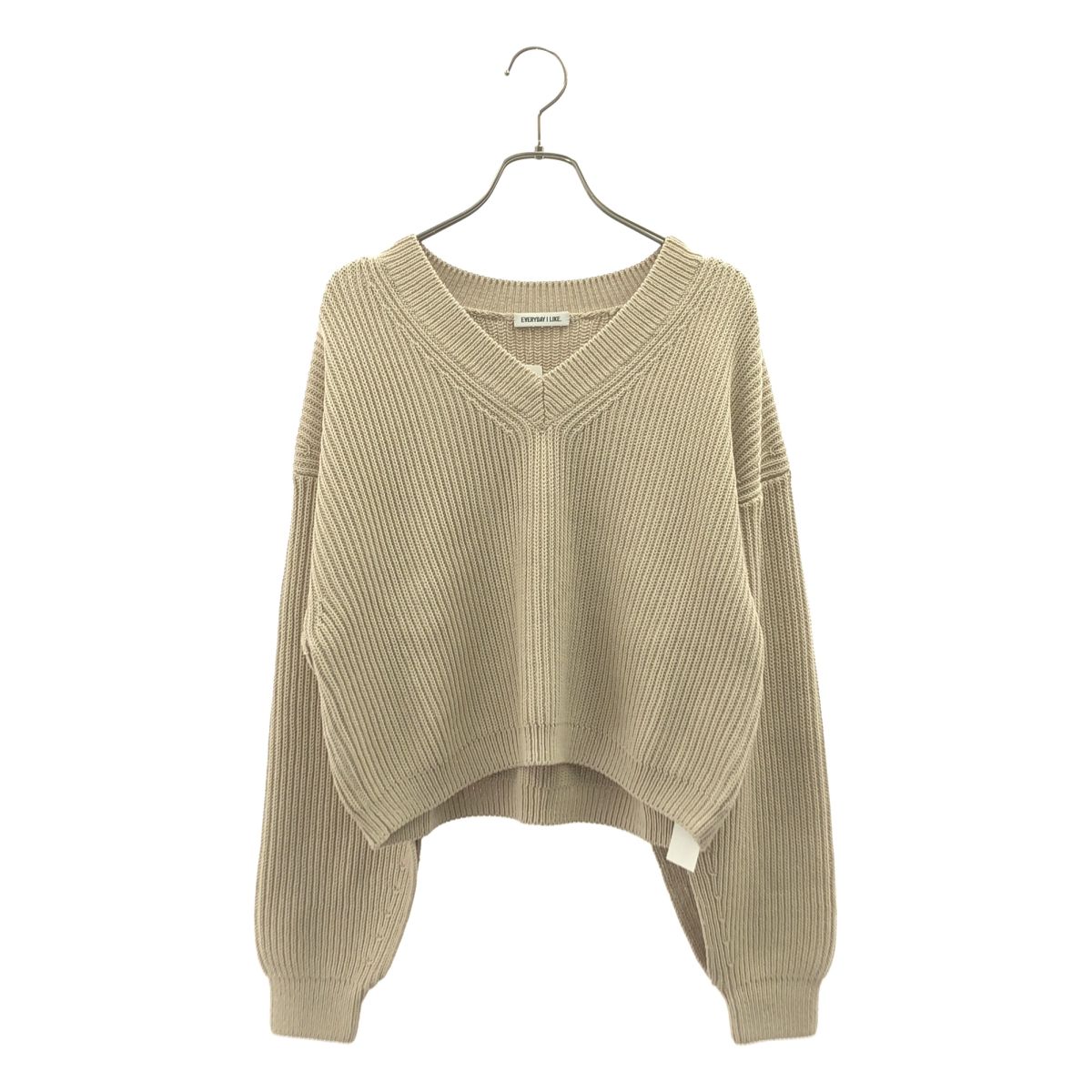 【美品】 EVERYDAY I LIKE. / エヴリディアイライク | 2023SS | Deuxieme Classe / Design Sleeve Cropped / コットン ニット セーター | F | ベージュ | レディース