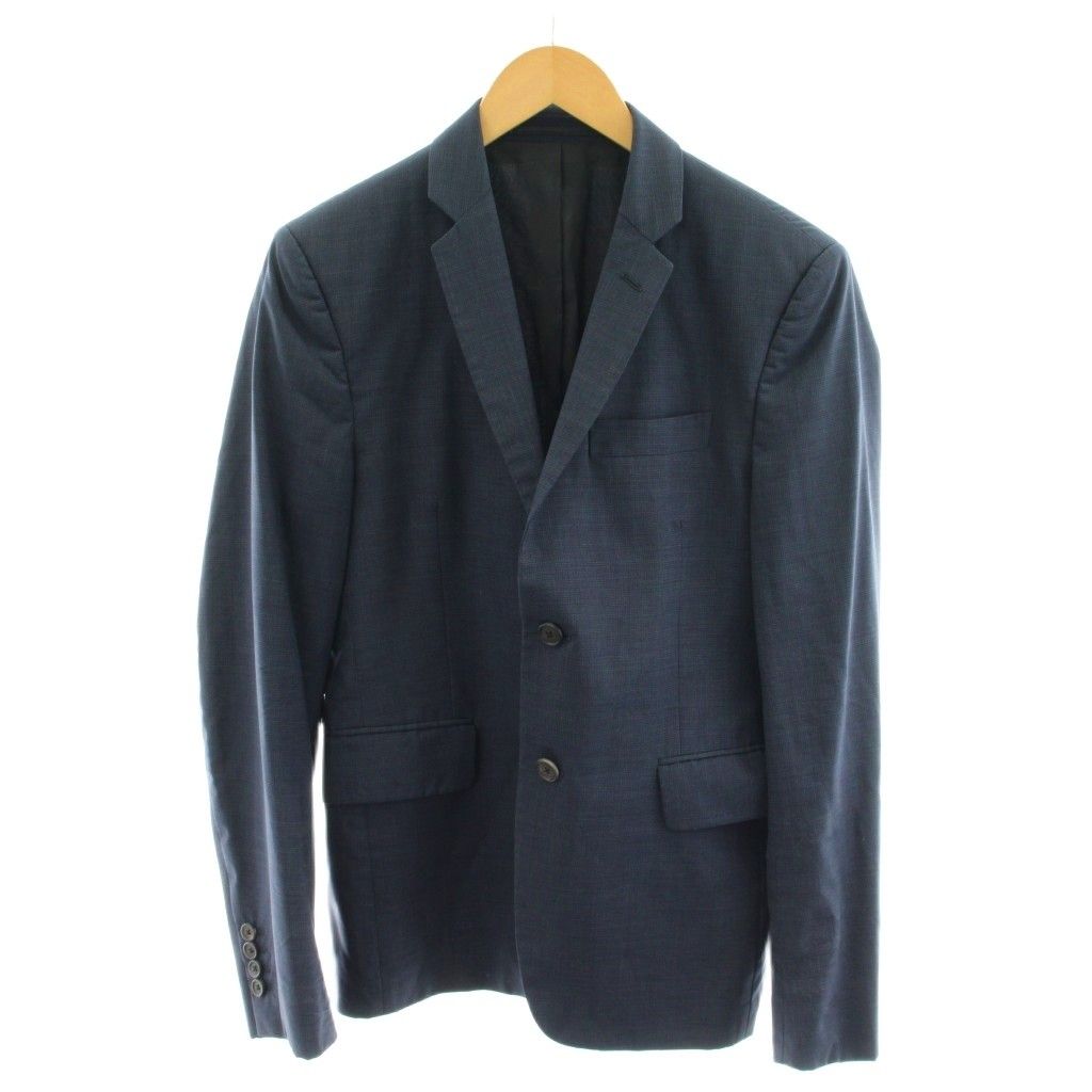 プラダ PRADA テーラードジャケット シングル ウール シルク混 絹 46R 紺 ネイビー /AN58