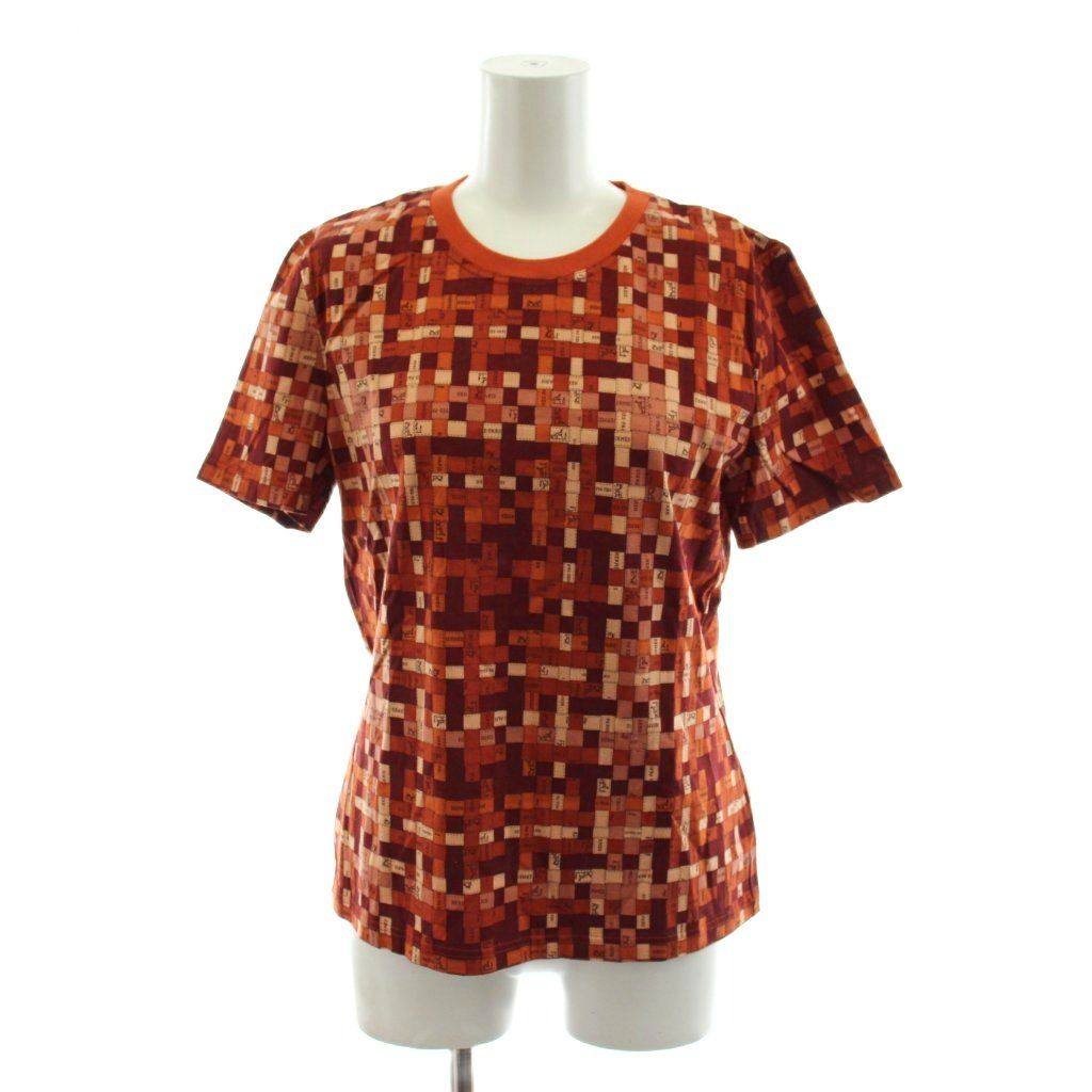エルメス HERMES ボルデュック Tシャツ カットソー 半袖 クルーネック 40 オレンジ 茶 ブラウン 5E4645DK /AN60